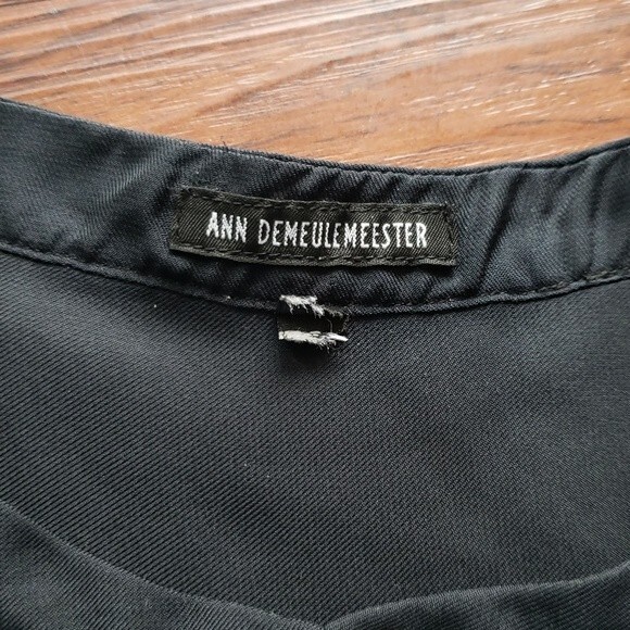 Ann Demeulemeester Black 100% Silk Chic Edgy Luxury DesignerTunic Top Size Large - Picture 2 of 6